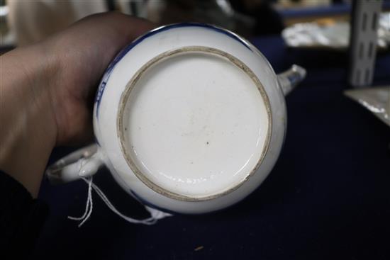 A Chinese enamelled teapot and cover, a Chinese Imari teabowl and another teabowl